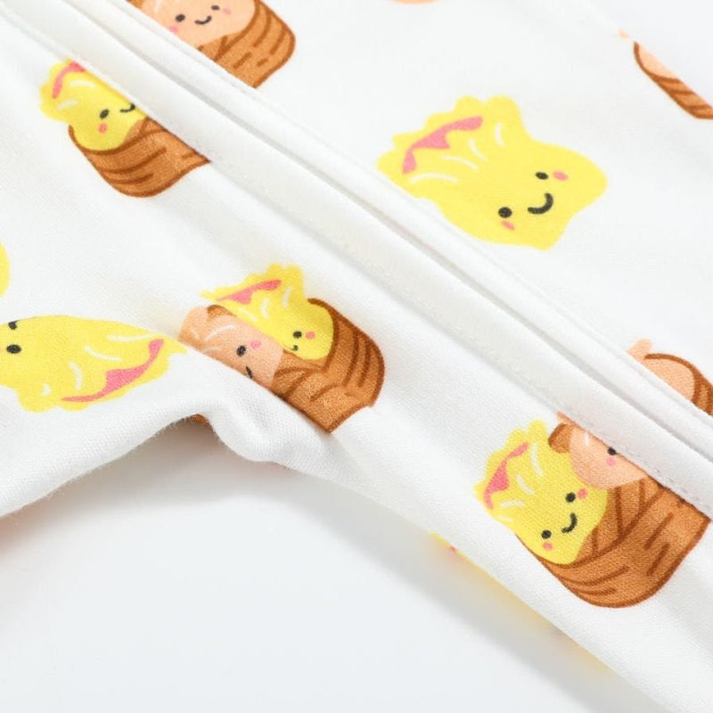 the wee bean organic cotton and bamboo blend footed footie romper in dim sum with reversible zipper