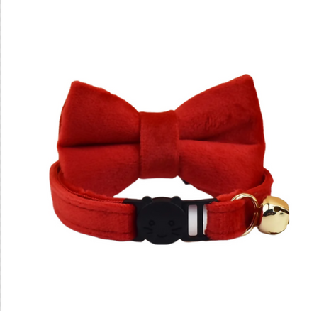 Anypet Large Cherry Red Bow Cat Collar with Safety Buckle, Bell & Durable Adjustable Strap – Stylish Comfortable Pet Accessory for Cats