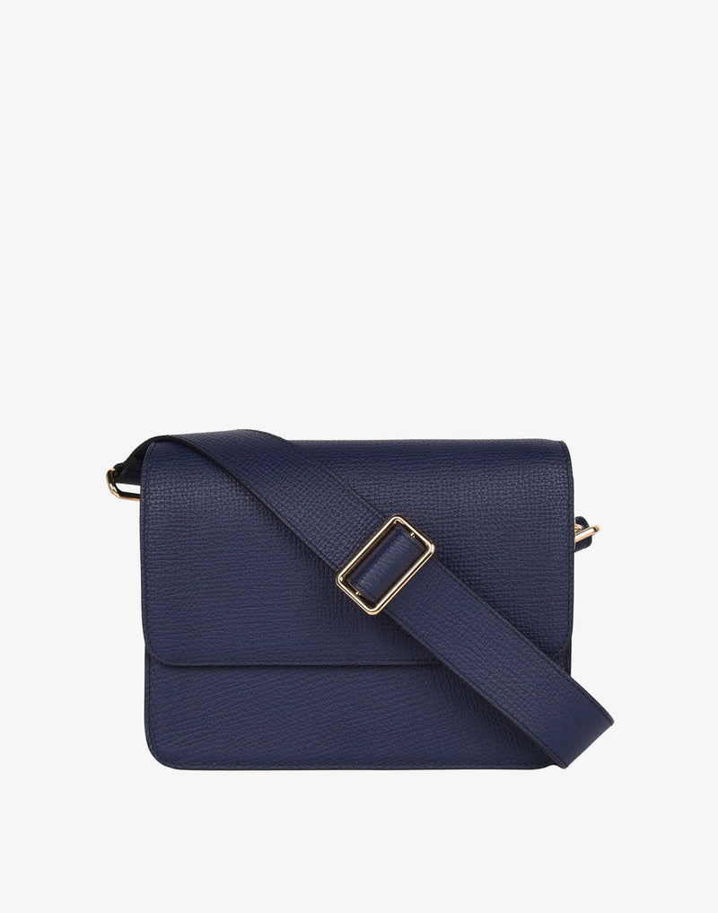 hyer goods recycled leather crossbody satchel bag navy blue #color_navy-blue