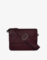 hyer goods recycled leather crossbody satchel bag burgundy wine embossed lizard #color_wine-lizard