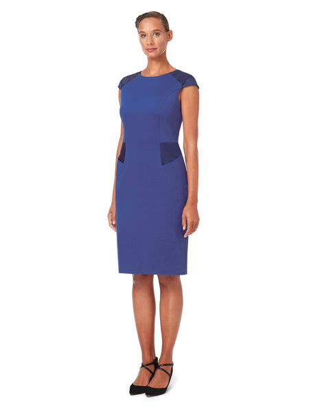 D018 _ LOTUS _ Cap-Sleeves Sheath Dress _ Lazurite