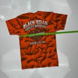 Black Hills Rally Harley Davidson Graphic T-Shirt - XS Orange Cotton