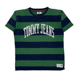 Tommy Jeans Striped T-Shirt - Large Green Cotton