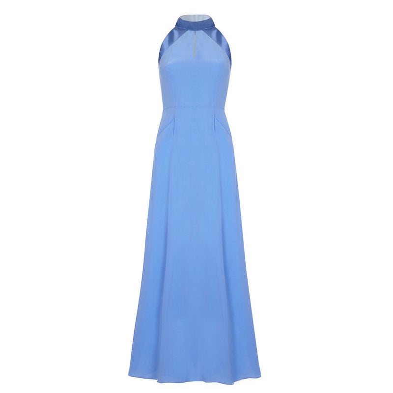 CASCADE | Halter-Neck Silk Maxi Dress