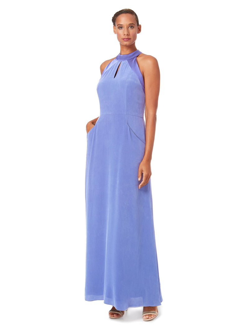 CASCADE | Halter-Neck Silk Maxi Dress