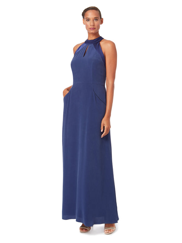 CASCADE | Halter-Neck Silk Maxi Dress