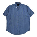 Ralph Lauren Checked Short Sleeve Shirt - XL Blue Cotton