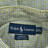 Ralph Lauren Checked Short Sleeve Shirt - XL Green Cotton