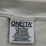 USA Flag Oneita Single Stitch T-Shirt - Large Beige Cotton
