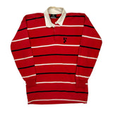 Noone Striped Rugby Shirt - Large Red Cotton