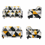 Anyseat 2-Seater Sofa Cover – Yellow White Geometric Style Slipcover for Living Room Chair Protection