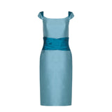KATHRYN | Two-Tone Fitted Occasion Dress | Lagoon-Teal