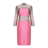 KATHRYN | Two-Tone Fitted Occasion Dress | Pink-Rose Gold