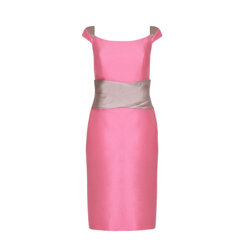 KATHRYN | Two-Tone Fitted Occasion Dress | Pink-Rose Gold
