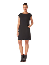BROOK | Black Pin-Tuck Panel Shift Dress