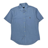 Ralph Lauren Slim Fit Short Sleeve Shirt - Large Blue Cotton