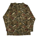 Tru Fit Camo Long Sleeve T-Shirt - Medium Green Cotton Blend