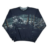Grizzly Bear Black Canyon Aop Graphic Sweatshirt - Large Black Cotton