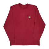 Carhartt Tall Long Sleeve T-Shirt - Large Red Cotton