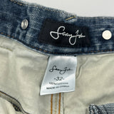 Patchwork Sean John Baggy Denim Shorts - 30W 12L Light Wash Cotton