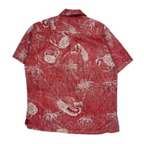 His Royal Highness Floral Hawaiian Shirt - Medium Red Cotton