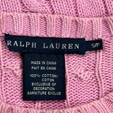 Ralph Lauren Cable Knit Sweater - Small Pink Cotton