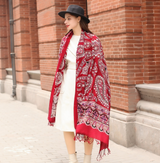 Anyyou 100% Merino Wool Claret Silk Satin Large Winter Scarf Pashmina Shawl Bandana Perfect For Women Ladies Fashion Style