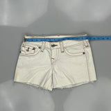 True Religion Mini Denim Shorts - 28W US 2 White Cotton