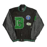Letter B Patch Boohoo Varsity Jacket - Large Green Polyester