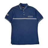 Harley Davidson Striped Polo Shirt - Medium Blue Cotton