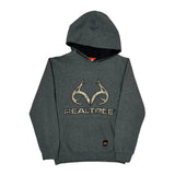 Realtree Graphic Hoodie - Small Gray Cotton Blend