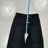 Wide Leg Unbranded Contrast Stitch Cargo Pants - 34W 29L Black Cotton