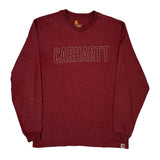 Carhartt Spellout Long Sleeve T-Shirt - Medium Red Cotton