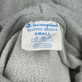 Reverse Weave Champion Spellout Hoodie - Small Gray Cotton