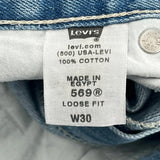 569 Loose Fit Levis Denim Shorts - 30W 11L Light Wash Cotton