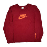 Nike Long Sleeve T-Shirt - 2XL Red Cotton