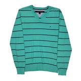 Tommy Hilfiger Striped Jumper - Medium Green Cotton