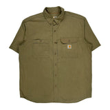 Carhartt Short Sleeve Shirt - XL Green Cotton Blend