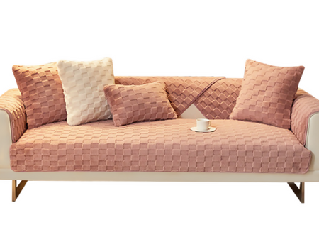 Anyseat Sofa Towel Super Soft Dark Pink Velvet Plush Non-slip Sectional Sofa Covers for Living Room Thick L-shape Couch Covers