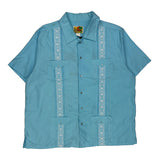 Guayabera Short Sleeve Shirt - XL Blue Polyester Blend