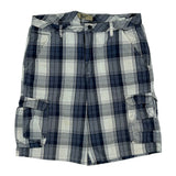 Wrangler Checked Cargo Shorts - 36W 11L Blue Cotton