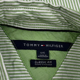 Tommy Hilfiger Striped Shirt - Large Green Cotton