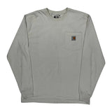 Carhartt Long Sleeve T-Shirt - Small Cream Cotton