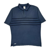 Nike Striped Polo Shirt - Medium Blue Polyester