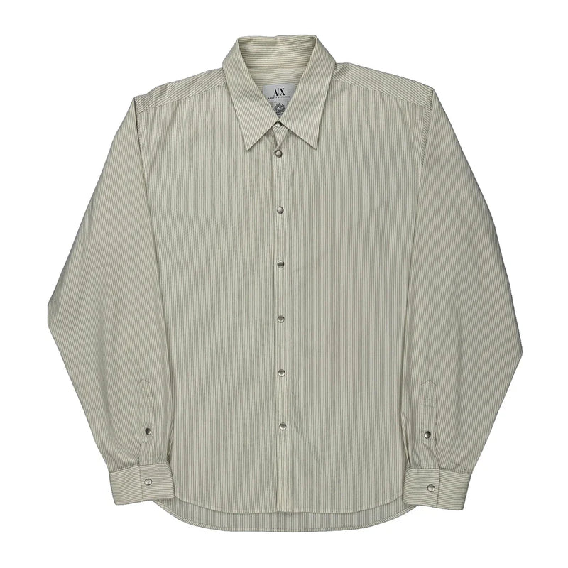 Armani Exchange Striped Shirt - Large Beige Cotton Blend