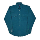 Wrangler Checked Shirt - Medium Blue Cotton Blend