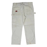 Dickies Double Knee Carpenter Trousers - 36W 30L White Cotton
