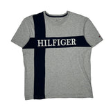 Tommy Hilfiger Spellout T-Shirt - Large Grey Cotton