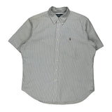 Ralph Lauren Striped Short Sleeve Shirt - XL Blue Cotton