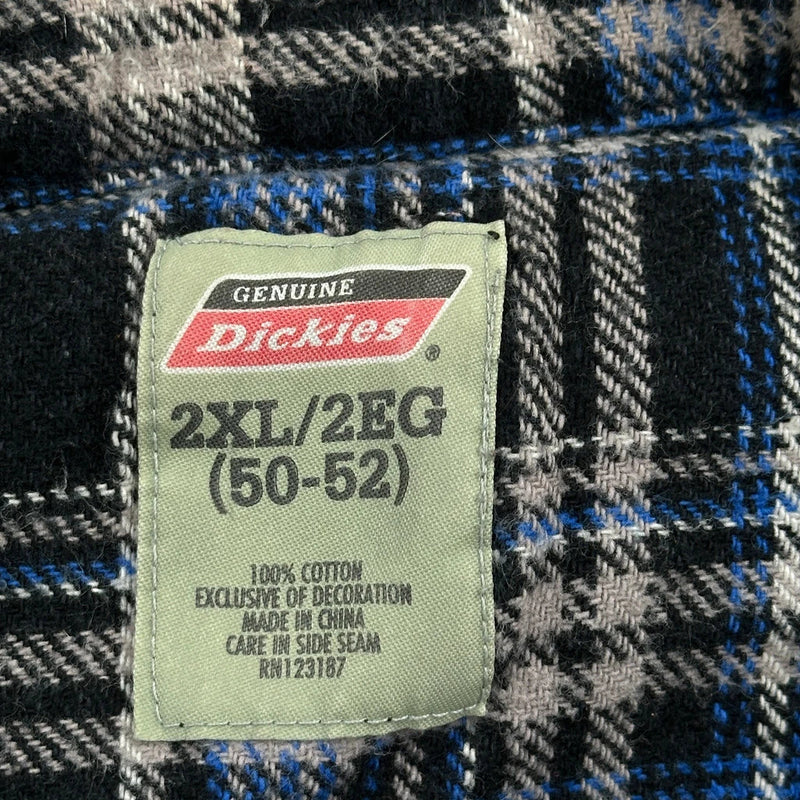 Dickies Checked Flannel Shirt - 2XL Black Cotton
